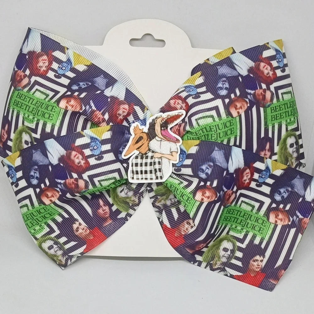 Hand Crafted Beetlejuice Kids Hair Bow